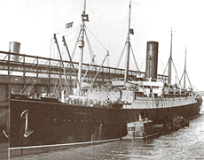 The steamer Carpathia at her dock in New York