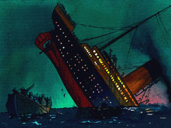 Titanic takes her final plunge (From the CD-ROM Titanic, An Interactive Journey)